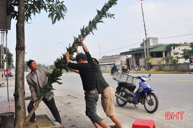 Người dân Hà Tĩnh háo hức dựng nêu đón Tết