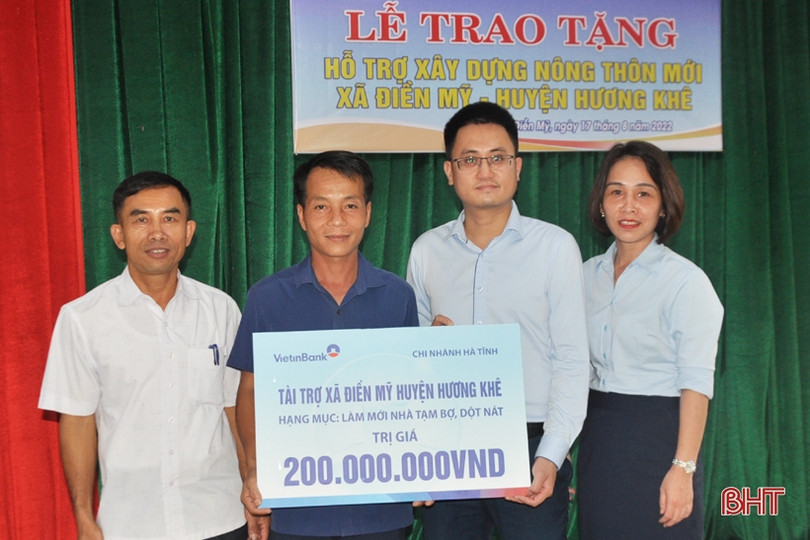 5 ngân hàng tài trợ xã Điền Mỹ 670 triệu đồng xây dựng nông thôn mới
