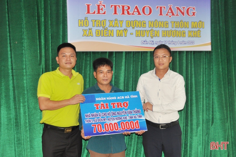 5 ngân hàng tài trợ xã Điền Mỹ 670 triệu đồng xây dựng nông thôn mới