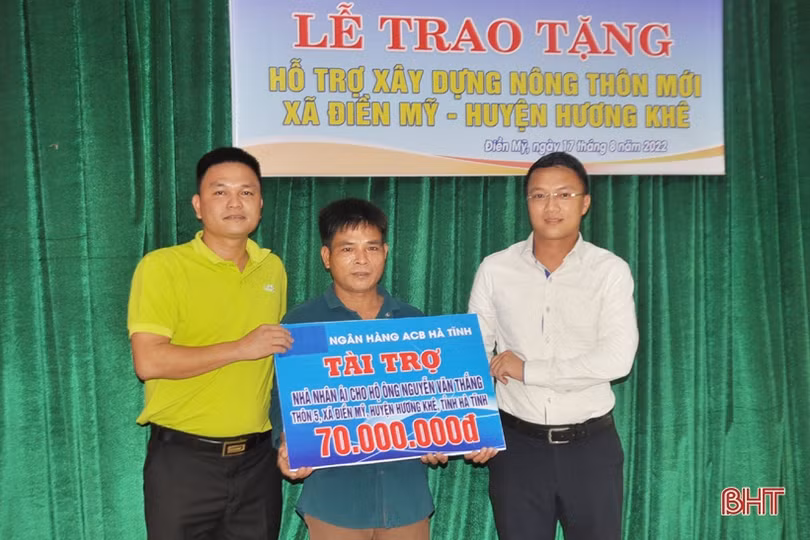 5 ngân hàng tài trợ xã Điền Mỹ 670 triệu đồng xây dựng nông thôn mới