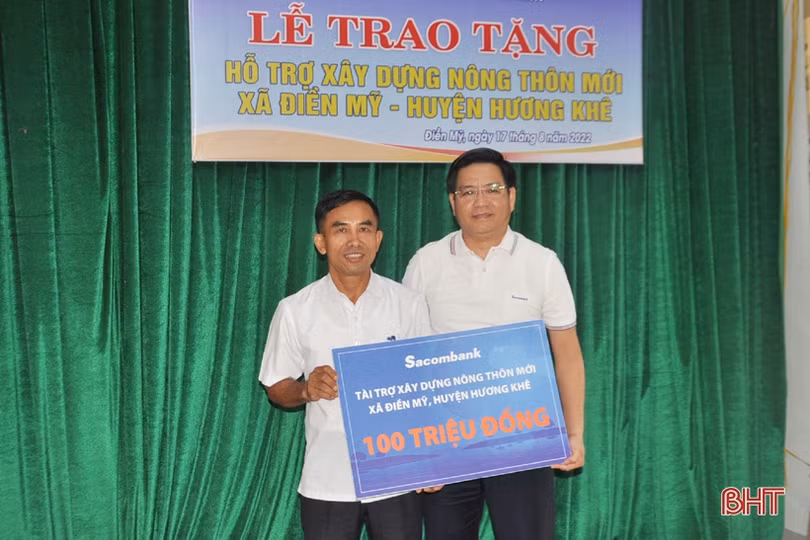 5 ngân hàng tài trợ xã Điền Mỹ 670 triệu đồng xây dựng nông thôn mới