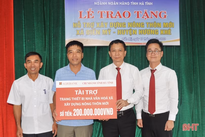 5 ngân hàng tài trợ xã Điền Mỹ 670 triệu đồng xây dựng nông thôn mới