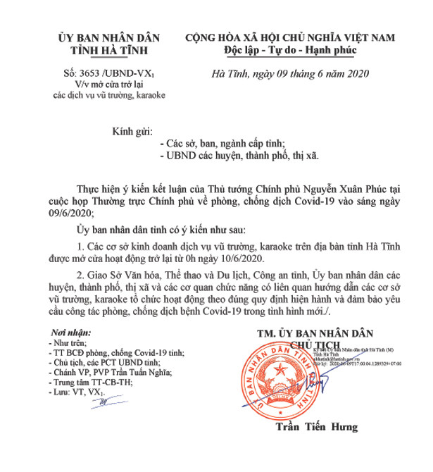 Từ 10/6, cơ sở kinh doanh dịch vụ vũ trường, karaoke ở Hà Tĩnh được phép hoạt động trở lại