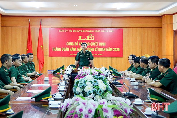 Thăng quân hàm cho 63 cán bộ, sỹ quan BĐBP Hà Tĩnh