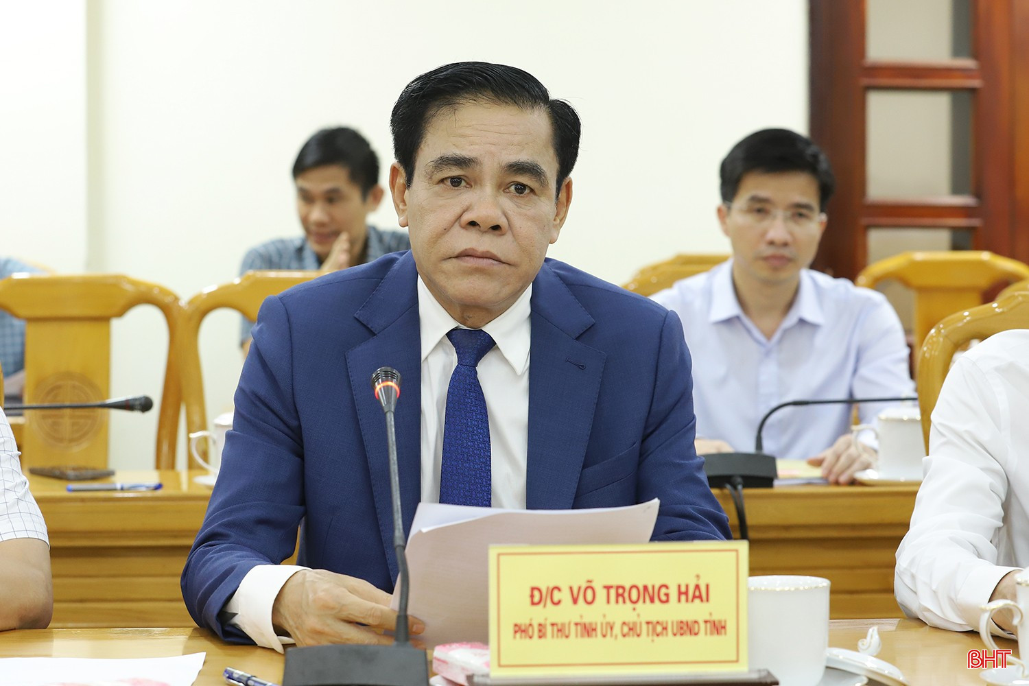 Chủ tịch UBND tỉnh Võ Trọng Hải phát biểu tại cuộc làm việc. bqbht_br_ubnd-tinh-lam-viec-voi-ngan-hang-adb-1b.jpg