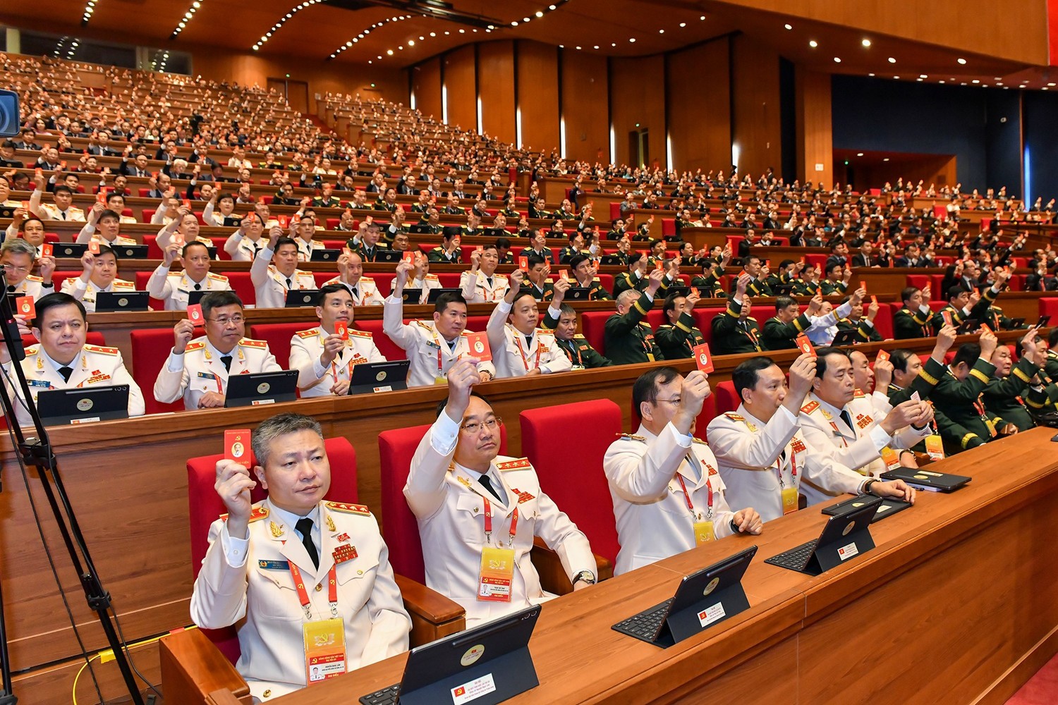 Các đại biểu đoàn Công an dự phiên trù bị của Đại hội đại biểu toàn quốc lần thứ XIV.