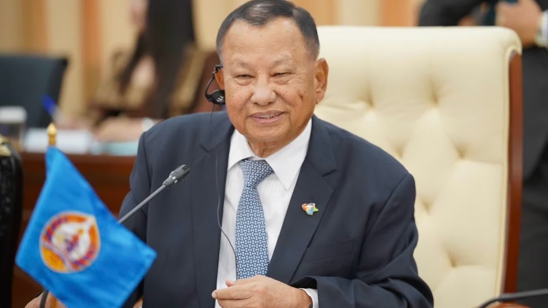 Phó Chủ tịch Đảng Nhân dân Campuchia, Trưởng ban Thường trực Ban Thường vụ Đảng Nhân dân Campuchia Say Chhum tại hội đàm. (Ảnh: ĐINH TRƯỜNG)