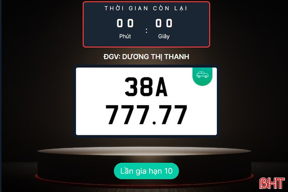 Biển số ngũ quý 7 Hà Tĩnh được "chốt" giá 2,3 tỷ đồng