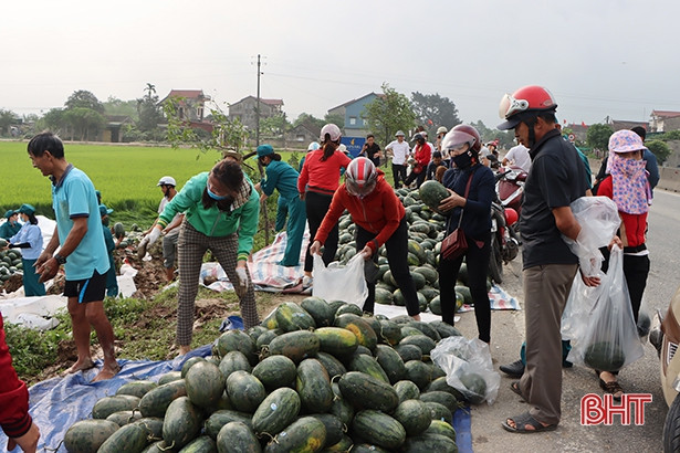 Hà Tĩnh: Lật xe tải trên quốc lộ 1A, 29 tấn dưa hấu đổ xuống ruộng