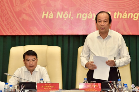 Bộ trưởng, Chủ nhiệm VPCP Mai Tiến Dũng Tổ trưởng Tổ công tác của Thủ tướng Chính phủ làm việc với NHNN. Ảnh: VGP/Nhật Bắc thu tuong yeu cau ngan hang nha nuoc giai trinh 6 van de