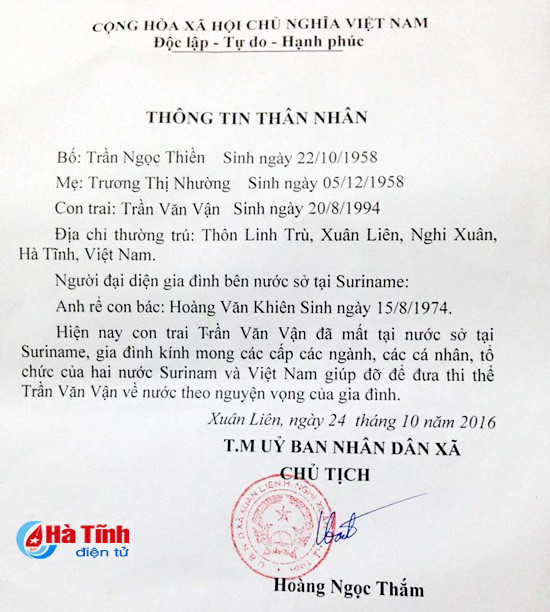 con tu nan tai suriname cha me ngheo khong co tien dua ve mai tang