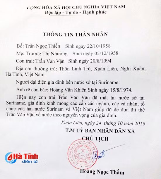 con tu nan tai suriname cha me ngheo khong co tien dua ve mai tang