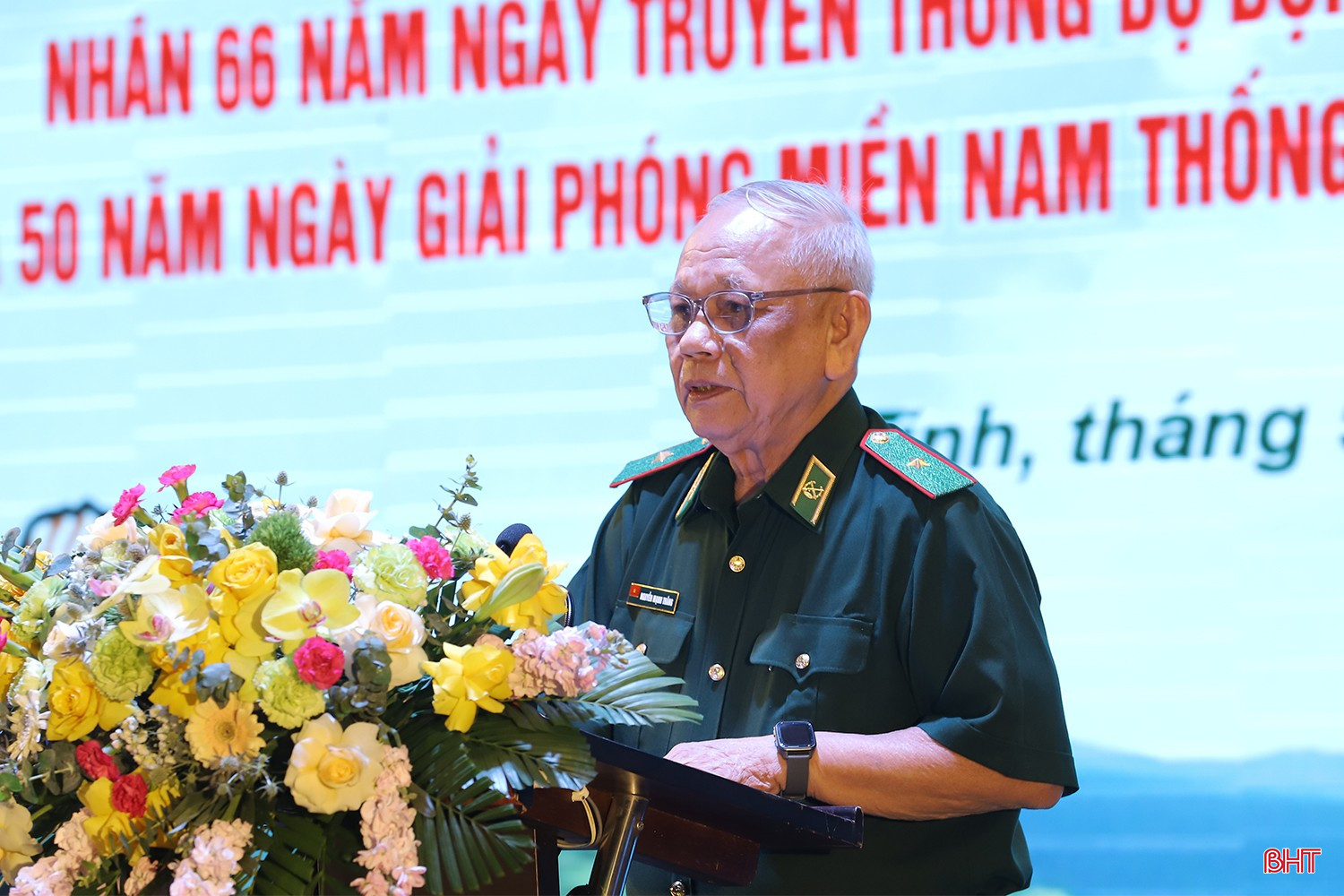 Thiếu tướng Nguyễn Mạnh Thắng - nguyên Cục trưởng Cục Trinh sát BĐBP Việt Nam, nguyên Chỉ huy trưởng BĐBP tỉnh Nghệ An phát biểu tại cuộc gặp mặt. bqbht_br_bo-doi-bien-phong-8a.jpg