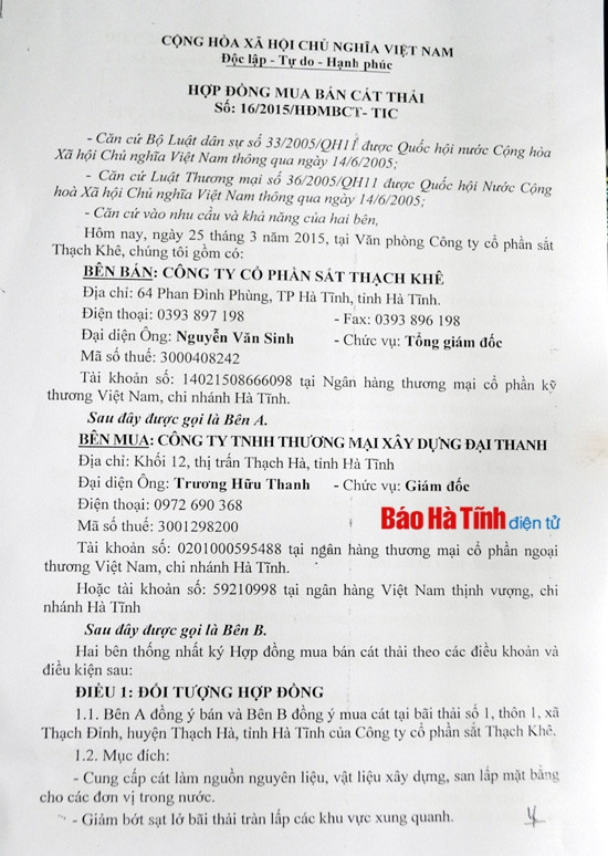Khai thác hợp pháp cát từ bãi thải của Công ty CP Sắt Thạch Khê ảnh 2 Khai thác hợp pháp cát từ bãi thải của Công ty CP Sắt Thạch Khê ảnh 2