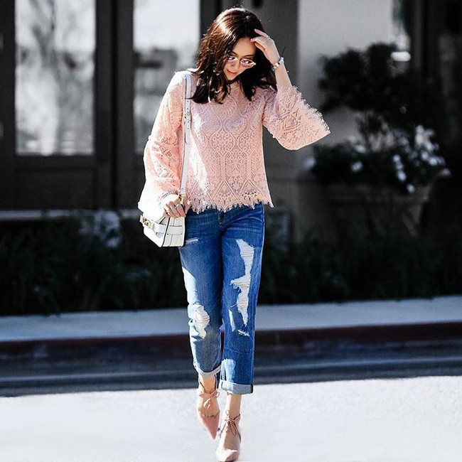 ao phong quan jeans dep le dien di lam van dep thanh lich mien che