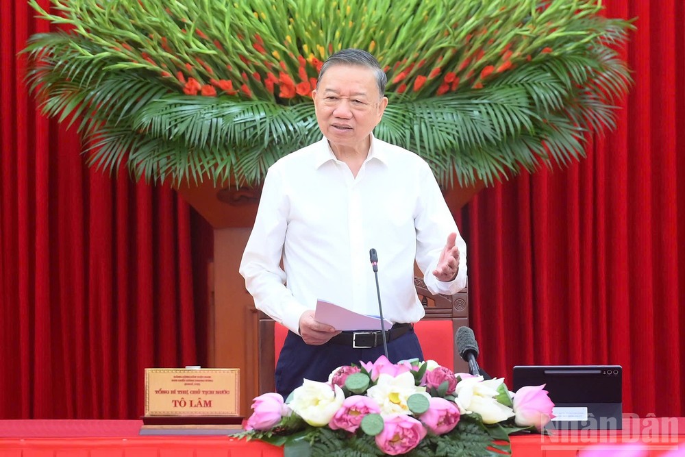 Tổng Bí thư, Chủ tịch nước Tô Lâm phát biểu tại phiên họp. (Ảnh: ĐĂNG KHOA)