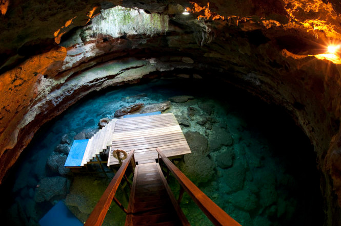 Phía dưới hang động Devil’s Den là những hóa thạch cổ có từ 33 triệu năm trước di boi o nhung ho nuoc dep nhat the gioi