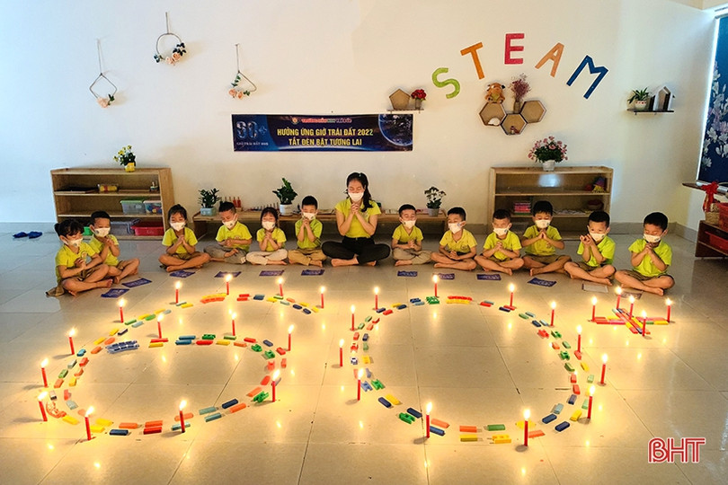 Các bé mầm non Trí Đức hưởng ứng Giờ Trái đất: Vì một hành tinh xanh