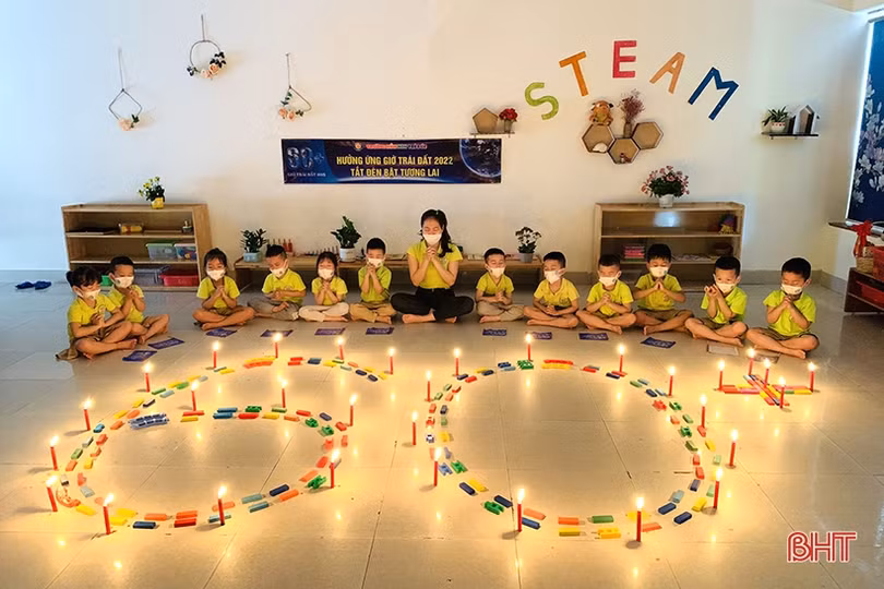 Các bé mầm non Trí Đức hưởng ứng Giờ Trái đất: Vì một hành tinh xanh