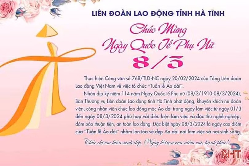 Công đoàn Hà Tĩnh phát động “Tuần lễ áo dài” tại nơi làm việc