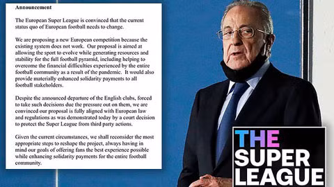 Super League tuyên bố tạm đình chỉ sau khi Big Six Ngoại hạng Anh rút lui