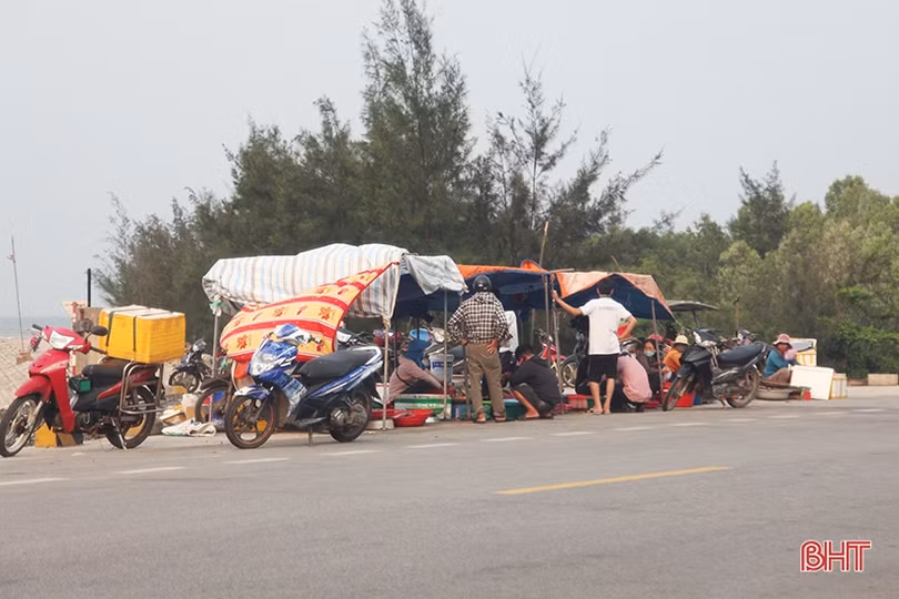 Tái diễn cảnh chợ hải sản tự phát lấn đường ven biển Hà Tĩnh