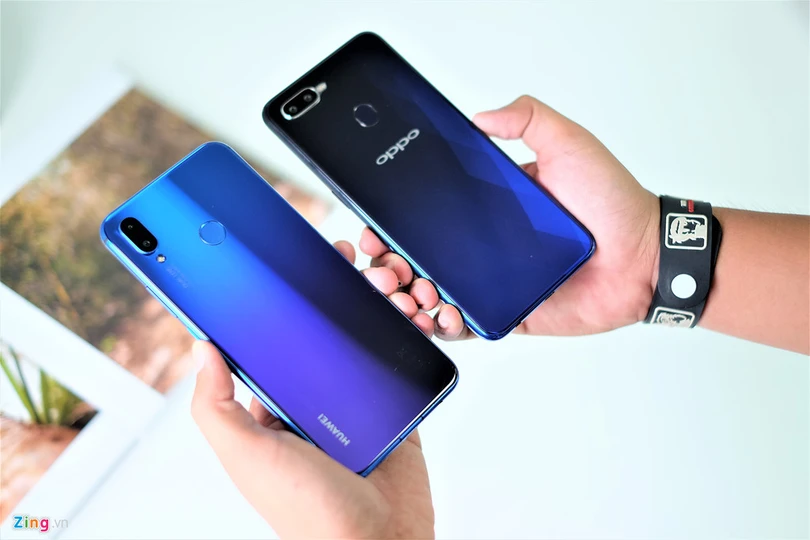 Oppo F9 đọ dáng Huawei nova 3i - di động camera kép sáng giá tầm trung