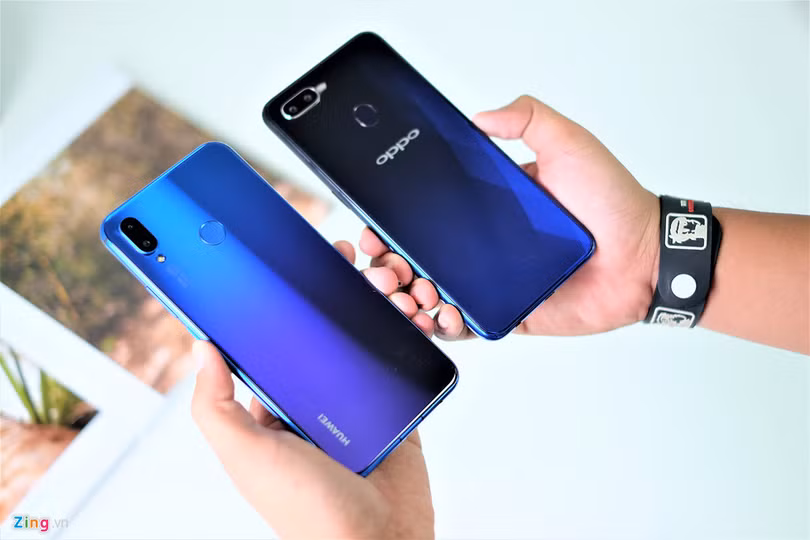 Oppo F9 đọ dáng Huawei nova 3i - di động camera kép sáng giá tầm trung