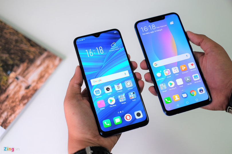 Oppo F9 đọ dáng Huawei nova 3i - di động camera kép sáng giá tầm trung