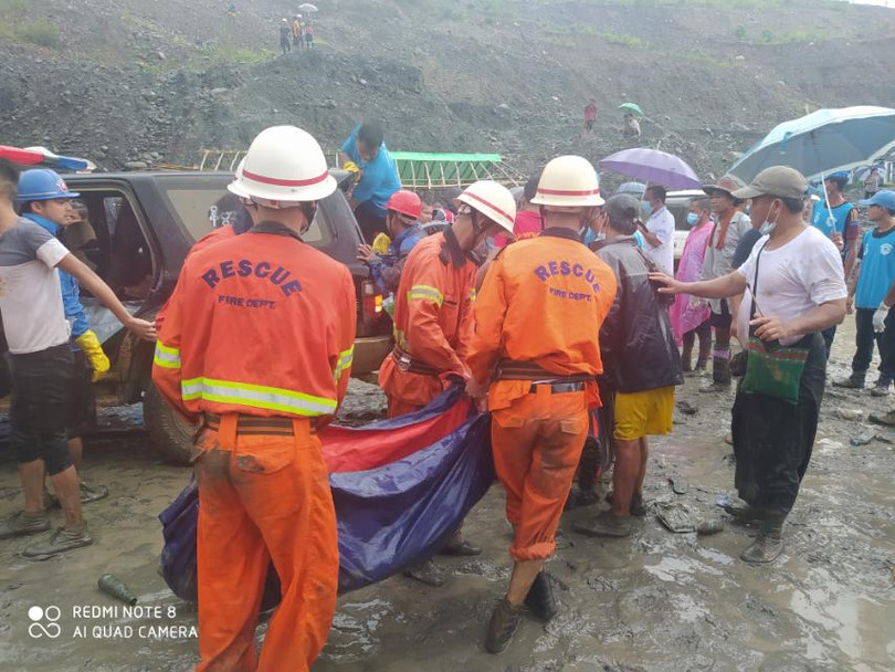 Hiện trường vụ sạt lở mỏ ngọc bích khiến hơn 100 người thiệt mạng ở Myanmar
