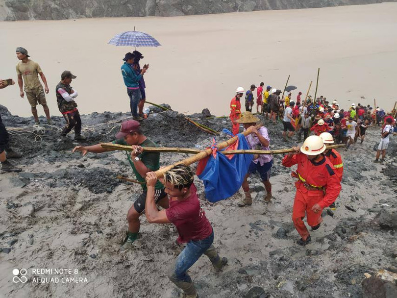 Hiện trường vụ sạt lở mỏ ngọc bích khiến hơn 100 người thiệt mạng ở Myanmar