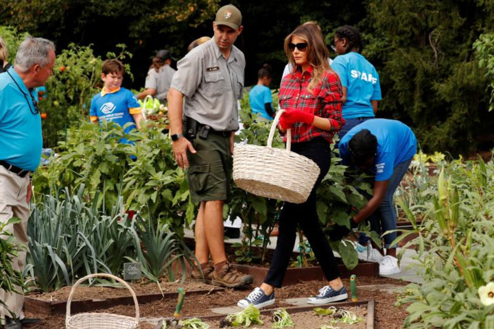 hinh anh de nhat phu nhan melania trump trong rau trong vuon nha trang