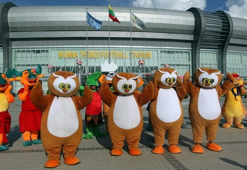 Lễ ra mắt linh vật SEA Games ở sân Wunna Theikdi. Ảnh: MB.