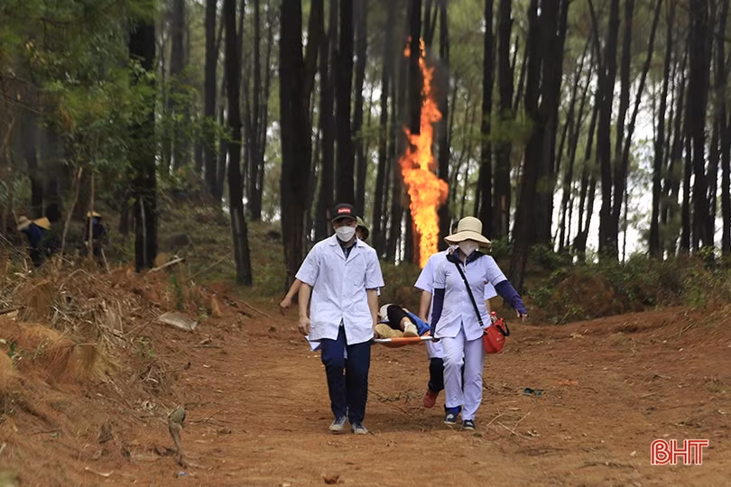 Can Lộc tổ chức thành công diễn tập phòng cháy, chữa cháy rừng và tìm kiếm cứu nạn