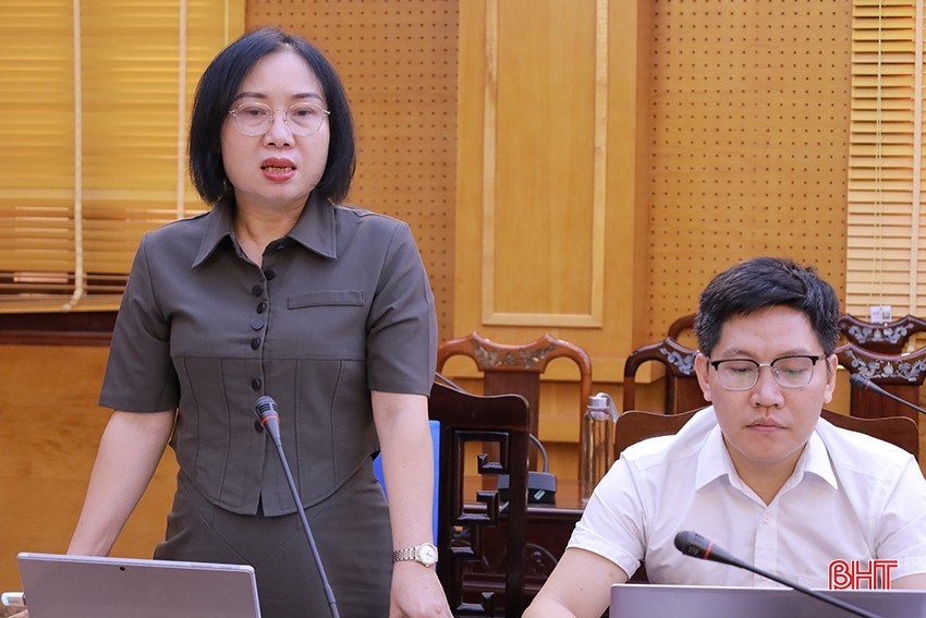 Bà Nguyễn Thị Thúy Nga, Trưởng ban Kinh tế ngân sách HĐND tỉnh phát biểu ý kiến tại buổi làm việc. bqbht_br_img-1068.jpg
