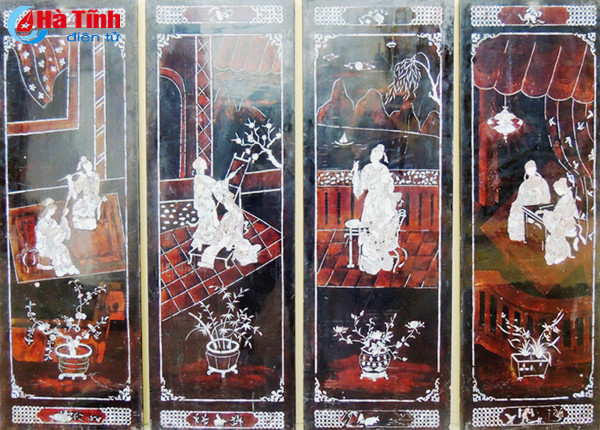 suu tam 4 buc tranh son mai co minh hoa chuyen tinh nang kieu