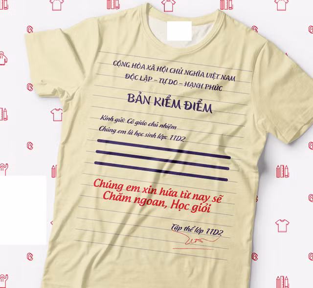 ban gai 9x thiet ke ao lop in bia sach giao khoa gay sot