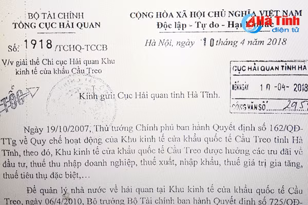 don dau giai the chi cuc hai quan khu kinh te cua khau cau treo