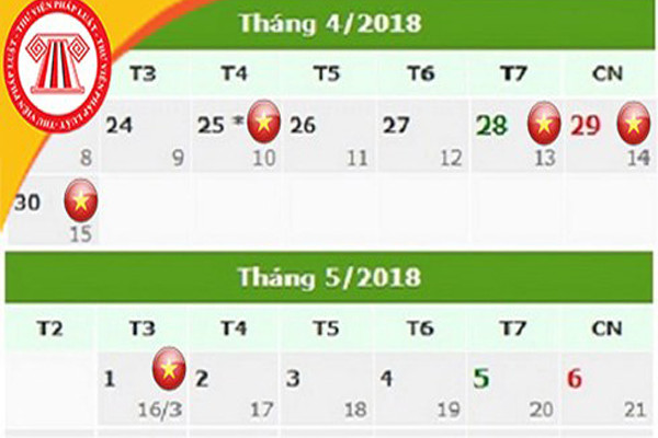 chinh thuc co lich nghi gio to hung vuong 30 4 va 1 5 2018