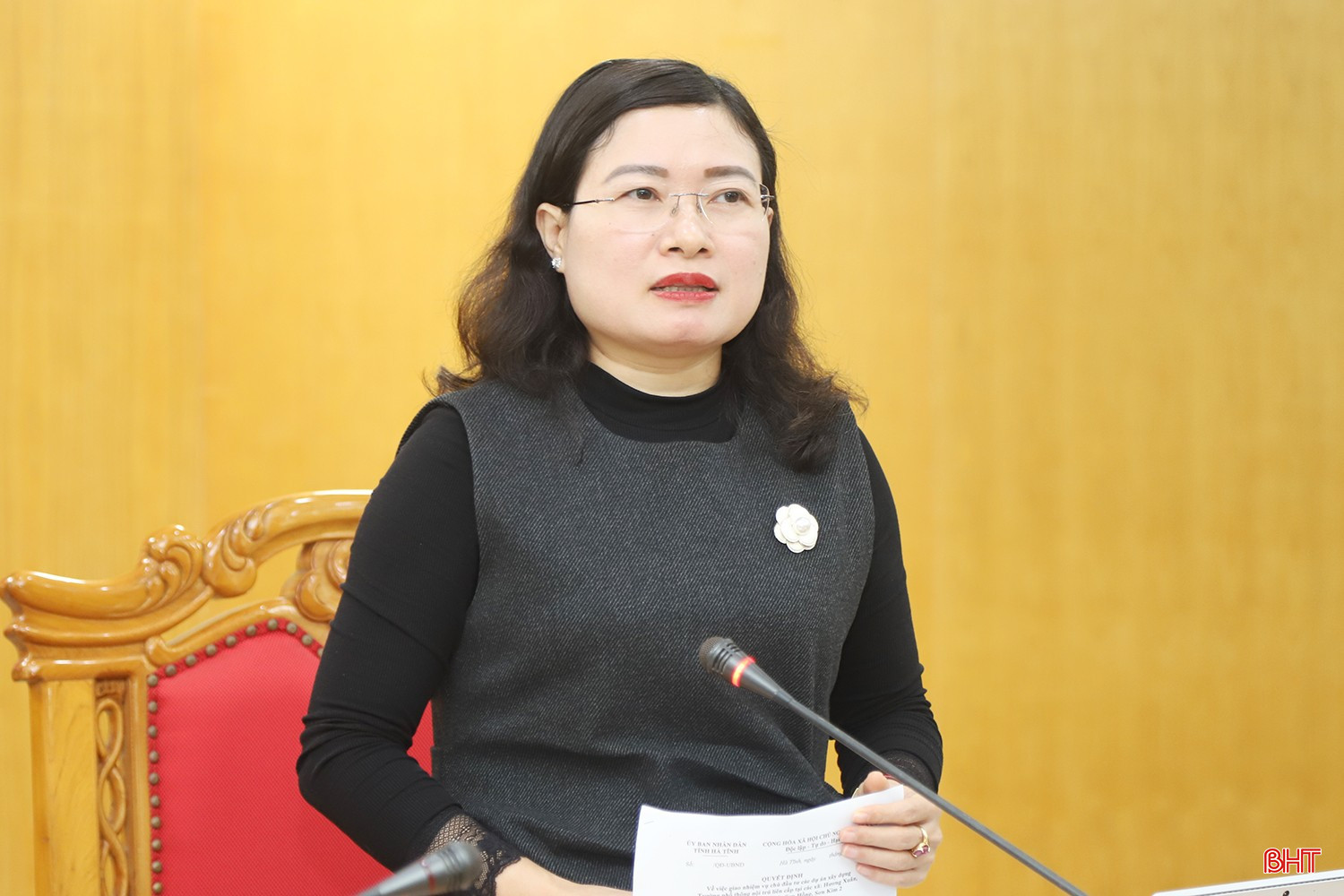 Phó Chủ tịch UBND tỉnh Nguyễn Thị Nguyệt nhấn mạnh một số nội dung tại cuộc họp.