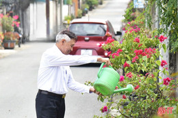 Đường hoa tô màu đô thị văn minh dưới chân núi Hồng