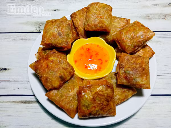 dung bo qua mon cha gio nhan thit dau xanh beo bui ngon me man nay