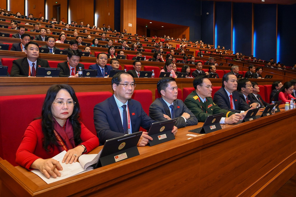 Các đại biểu đoàn Lạng Sơn dự phiên trù bị của Đại hội đại biểu toàn quốc lần thứ XIV.