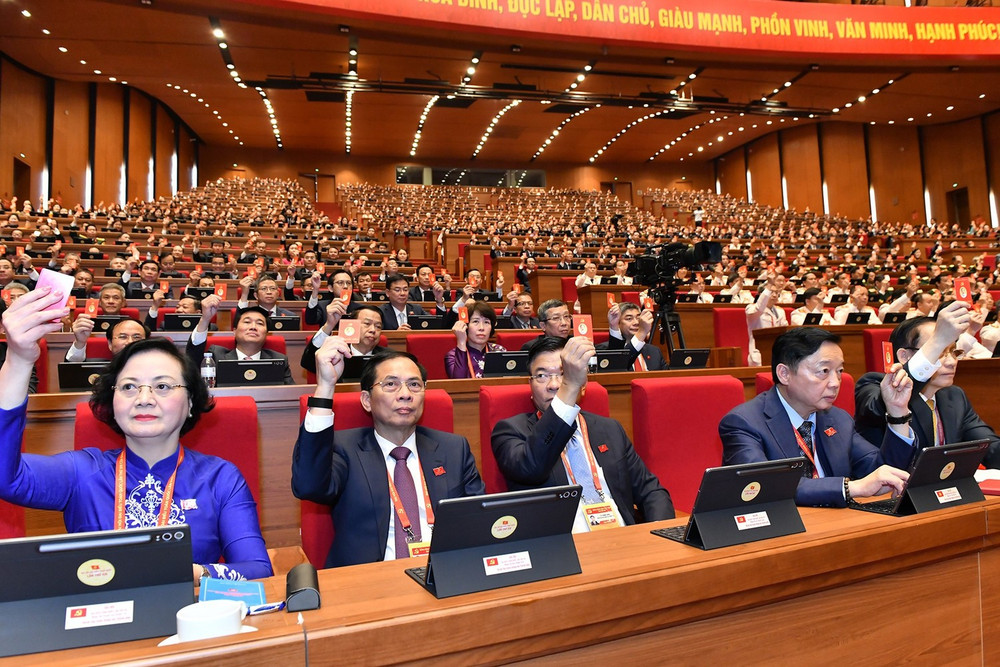 Các đại biểu đoàn Chính phủ dự phiên trù bị của Đại hội đại biểu toàn quốc lần thứ XIV.