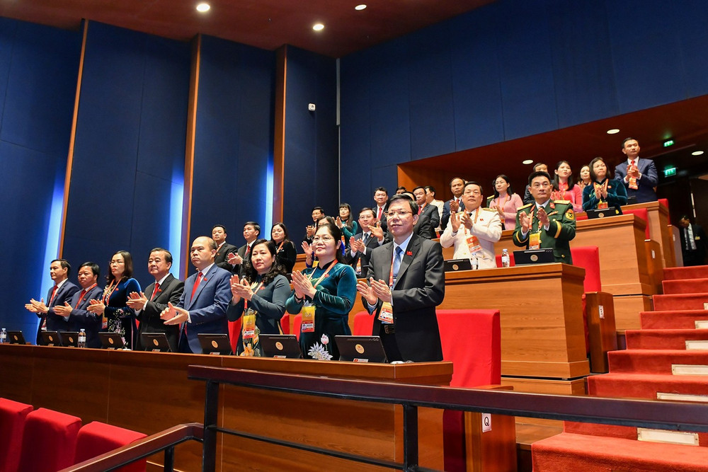 Các đại biểu đoàn Thái Nguyên dự phiên trù bị của Đại hội đại biểu toàn quốc lần thứ XIV.