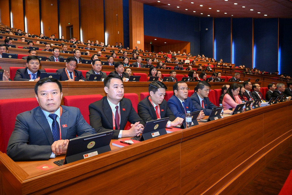 Các đại biểu đoàn Lạng Sơn dự phiên trù bị của Đại hội đại biểu toàn quốc lần thứ XIV.