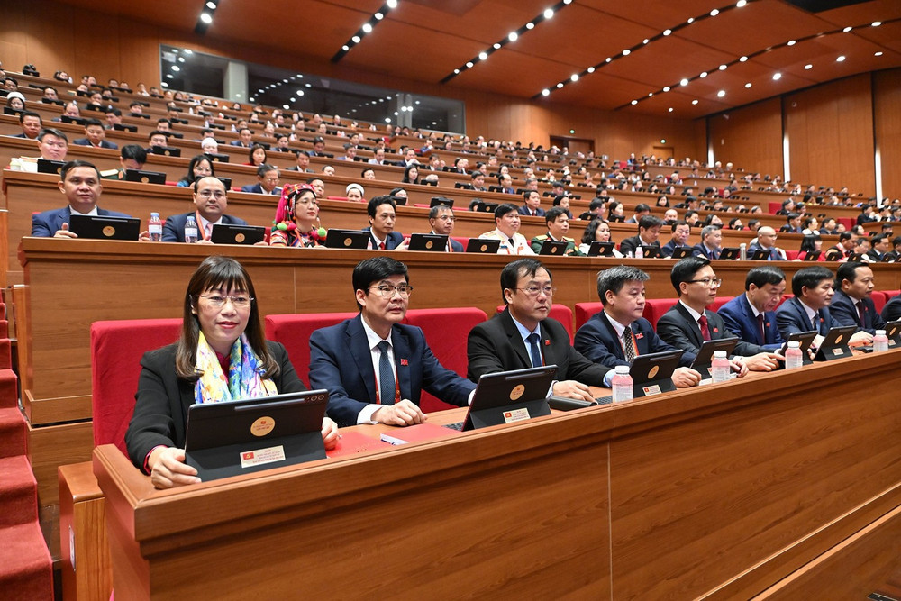 Các đại biểu đoàn Điện Biên dự phiên trù bị của Đại hội đại biểu toàn quốc lần thứ XIV.