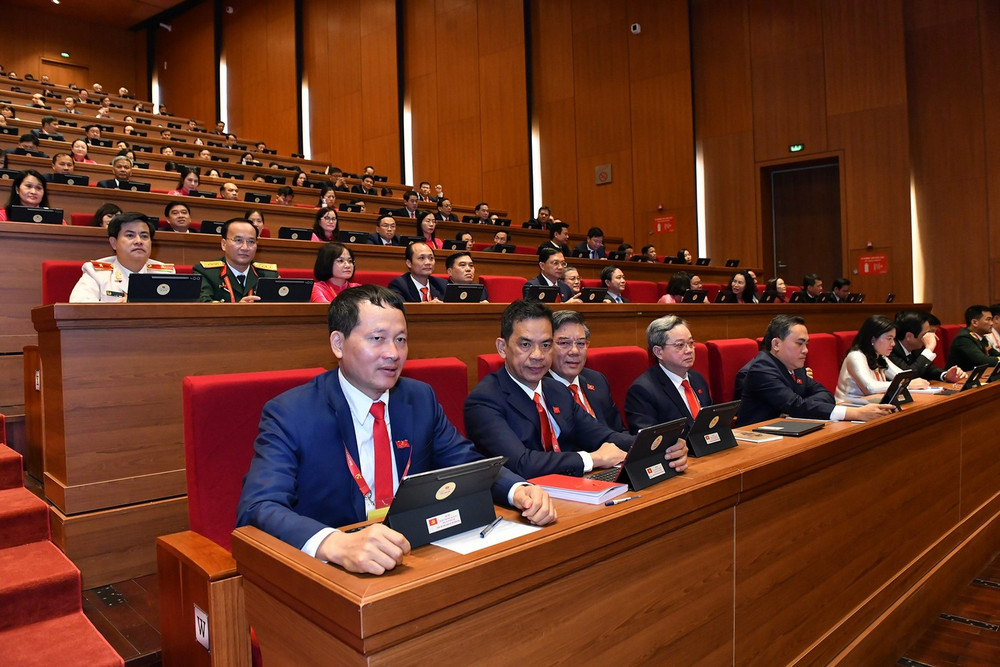 Các đại biểu đoàn Đồng Nai dự phiên trù bị của Đại hội đại biểu toàn quốc lần thứ XIV.