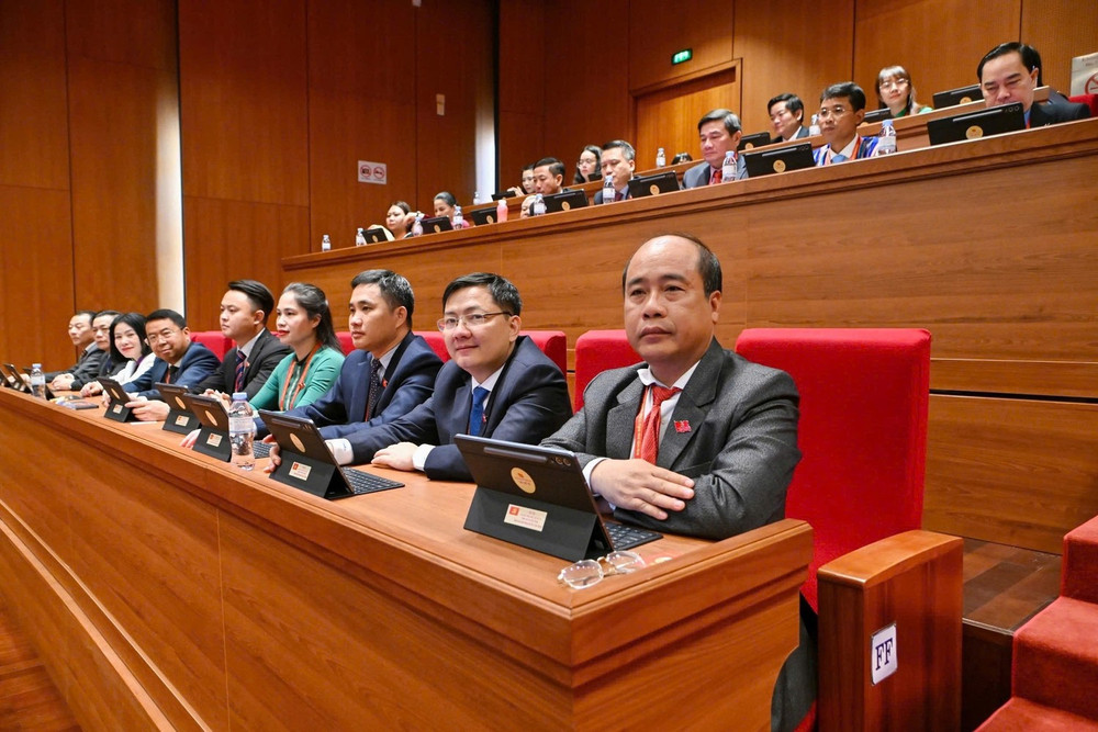 Các đại biểu đoàn Lâm Đồng dự phiên trù bị của Đại hội đại biểu toàn quốc lần thứ XIV.