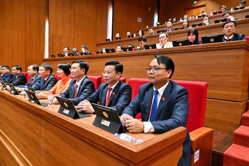 Các đại biểu đoàn Lâm Đồng dự phiên trù bị của Đại hội đại biểu toàn quốc lần thứ XIV.